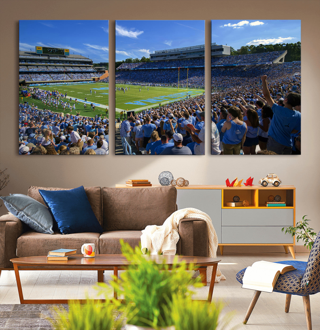 MGV-CV-60X30-3P - University of North Carolina Tar Heels Team Canvas Print - Chapel Hill Kenan Memorial Stadium Wall