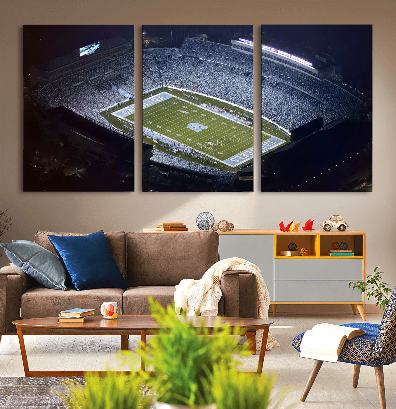 MGV-CV-60X30-3P - University of North Carolina Tar Heels Football Team Print - Chapel Hill Kenan Memorial Stadium