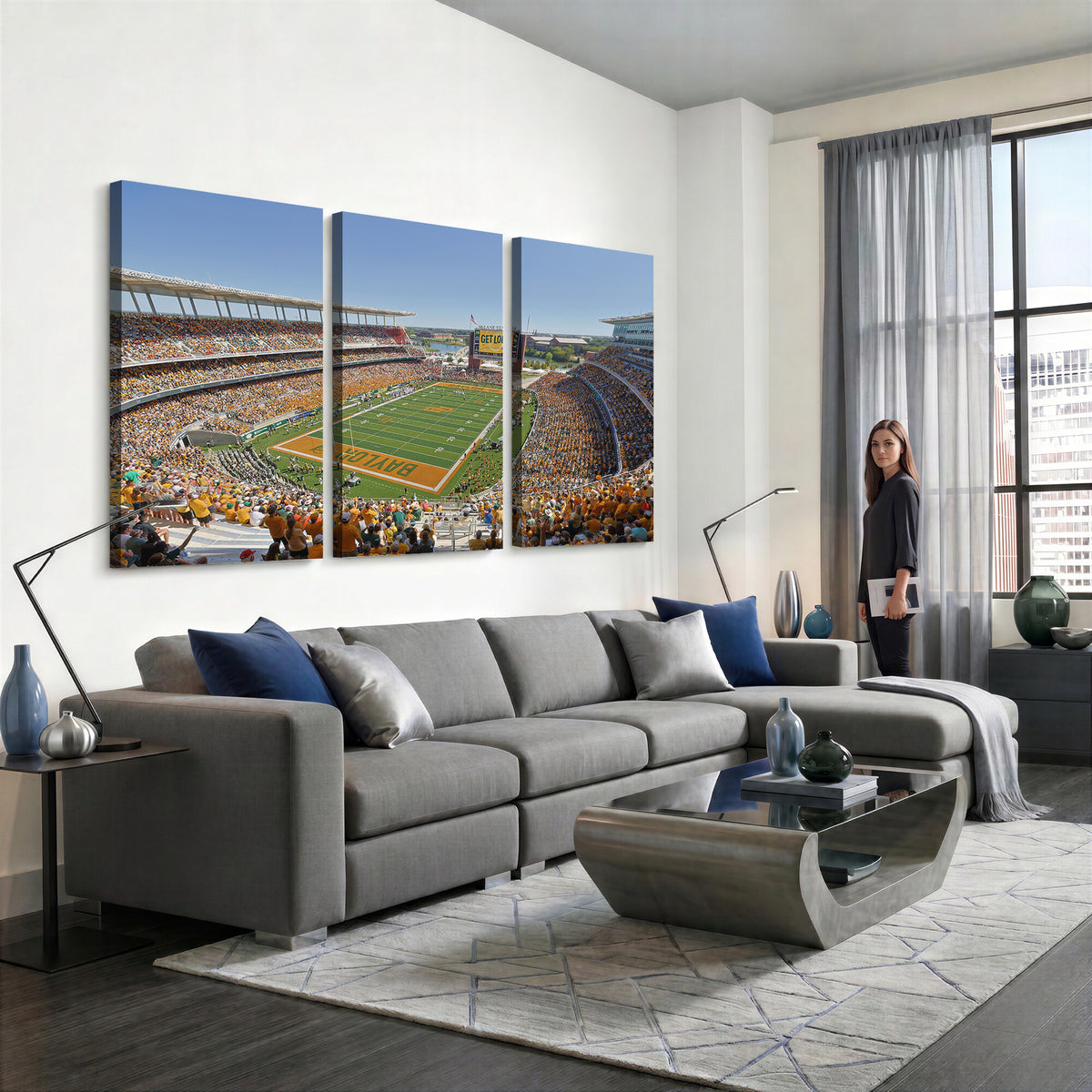 49912-MGV-CV-36X24 - Baylor University Bears Football Team Print - Waco McLane Stadium Wall Art Canvas Print