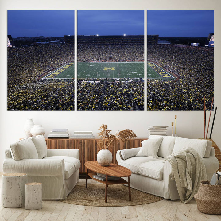 University of Michigan Wolverines Football Team Print - Ann Arbor Michigan Stadium Wall Art Canvas Print