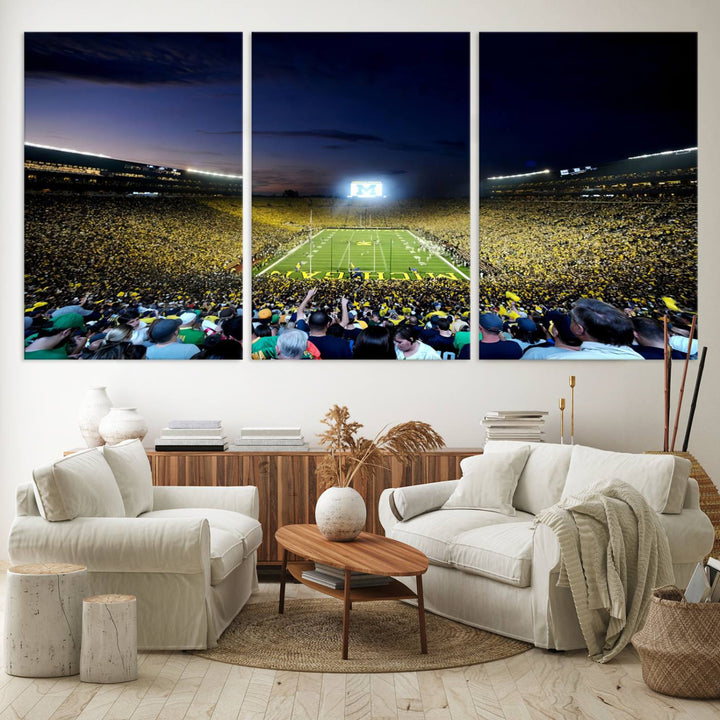 University of Michigan Wolverines Football Team Print - Ann Arbor Michigan Stadium Wall Art Canvas Print