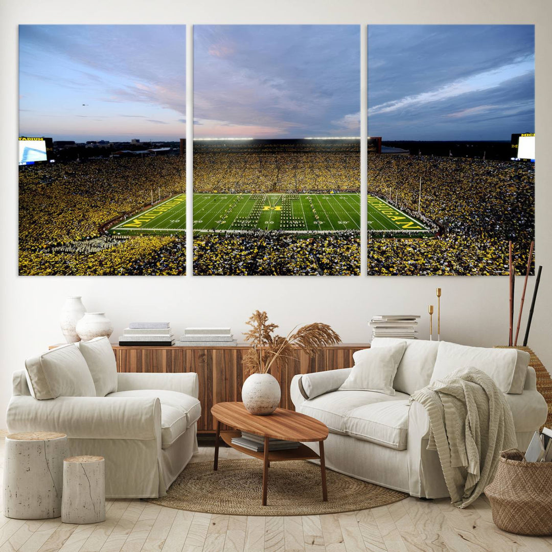 University of Michigan Wolverines Football Team Print - Ann Arbor Michigan Stadium Wall Art Canvas Print