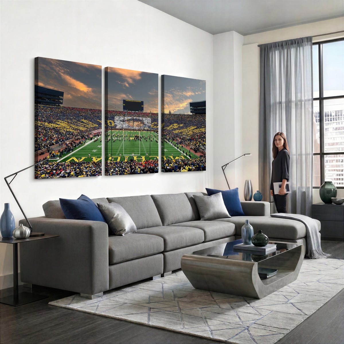 81843-MGV-CV-36X24 - University of Michigan Wolverines Print Canvas, Football Team Print - Ann Arbor Michigan Stadium
