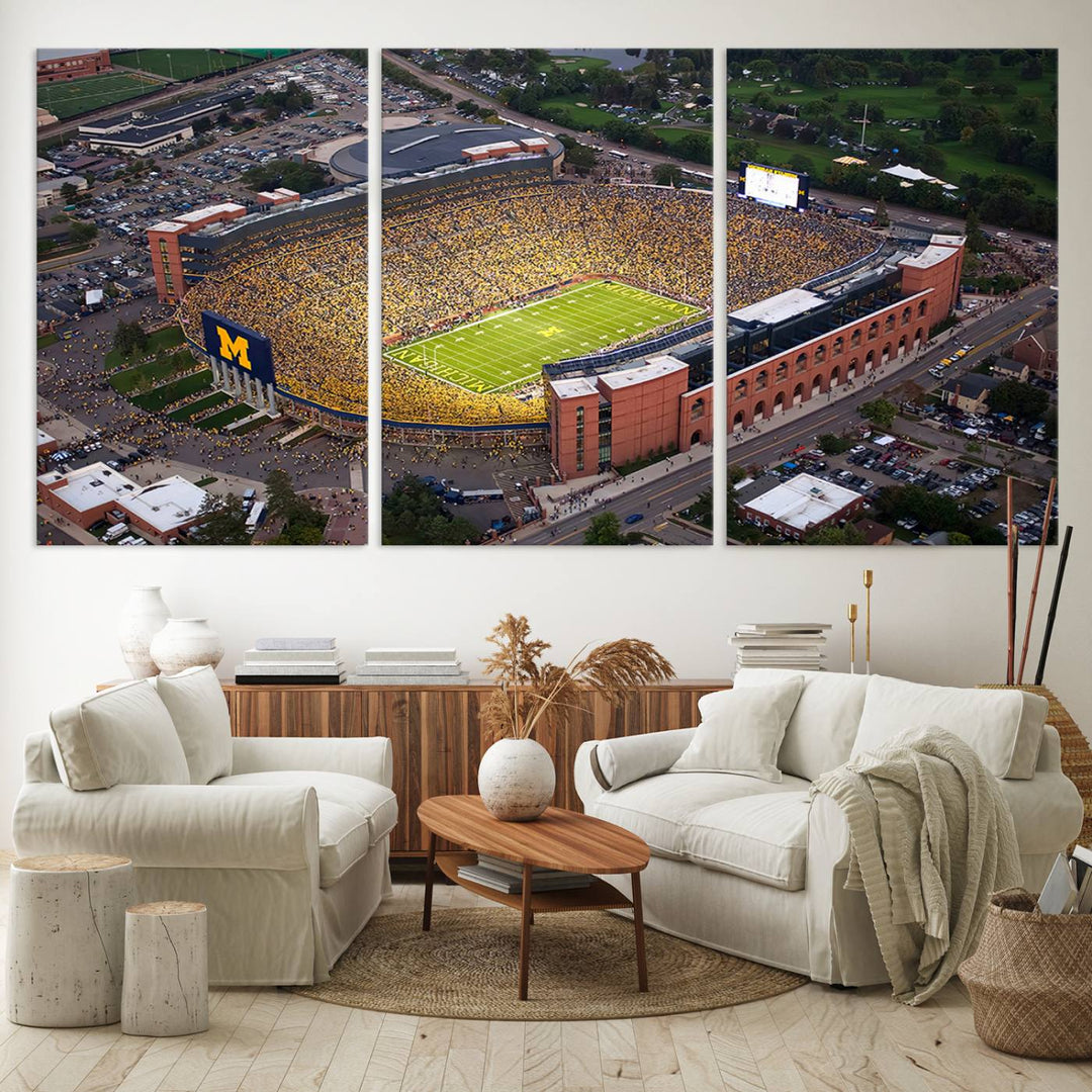 University of Michigan Wolverines Football Team Print - Ann Arbor Michigan Stadium Wall Art Canvas Print