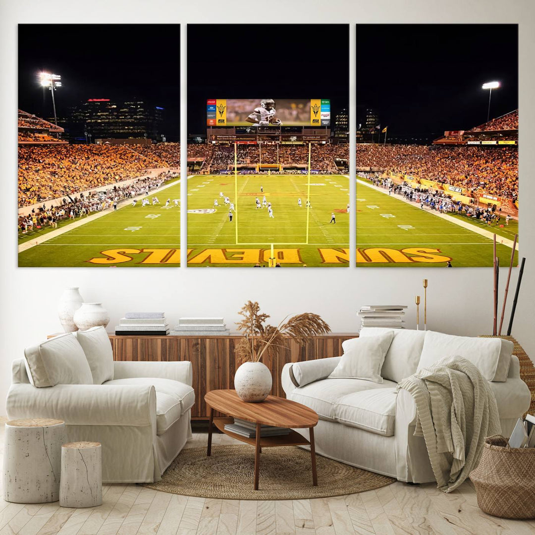 ASU Sun Devils Football Team Print - Phoenix Mountain America Stadium Wall Art Canvas Print