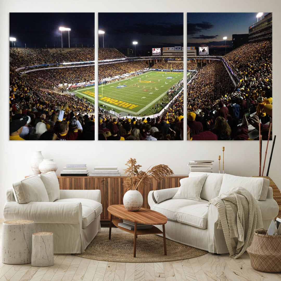 ASU Sun Devils Football Team Print - Phoenix Mountain America Stadium Wall Art Canvas Print