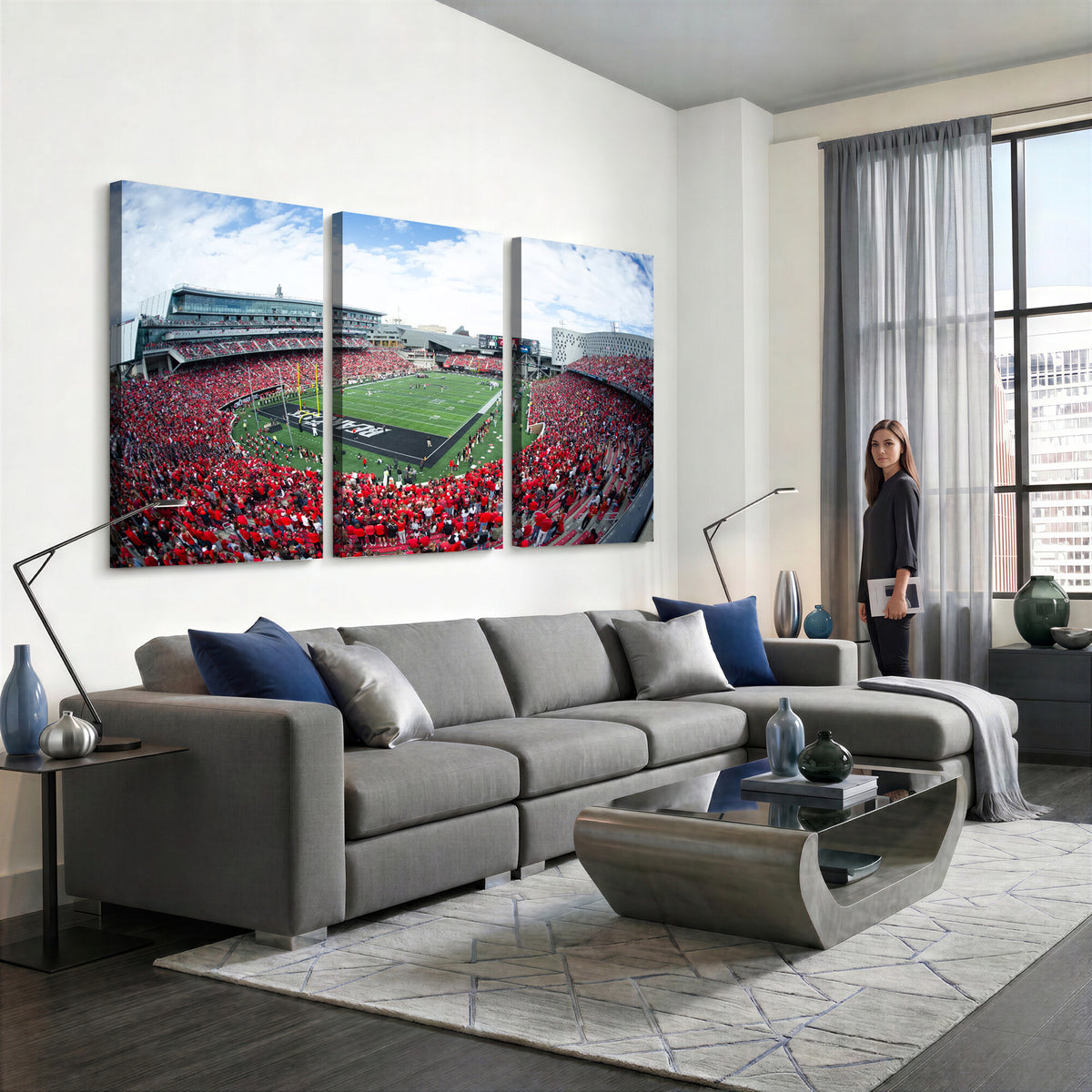 54070-MGV-CV-36X24 - Cincinnati Bearcats Football Team Print - Nippert Stadium Wall Art Canvas Print