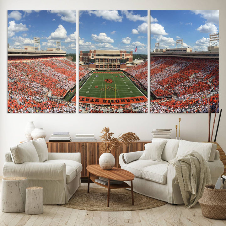 Oklahoma State Cowboys Football Team Print - Stillwater Boone Pickens Stadium Wall Art Canvas Print