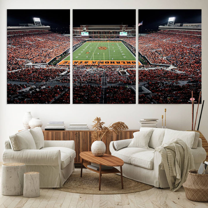 Oklahoma State Cowboys Football Team Print - Stillwater Boone Pickens Stadium Wall Art Canvas Print