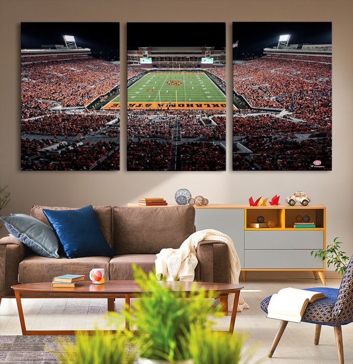 Oklahoma State Cowboys Football Team Print - Stillwater Boone Pickens Stadium Wall Art Canvas Print