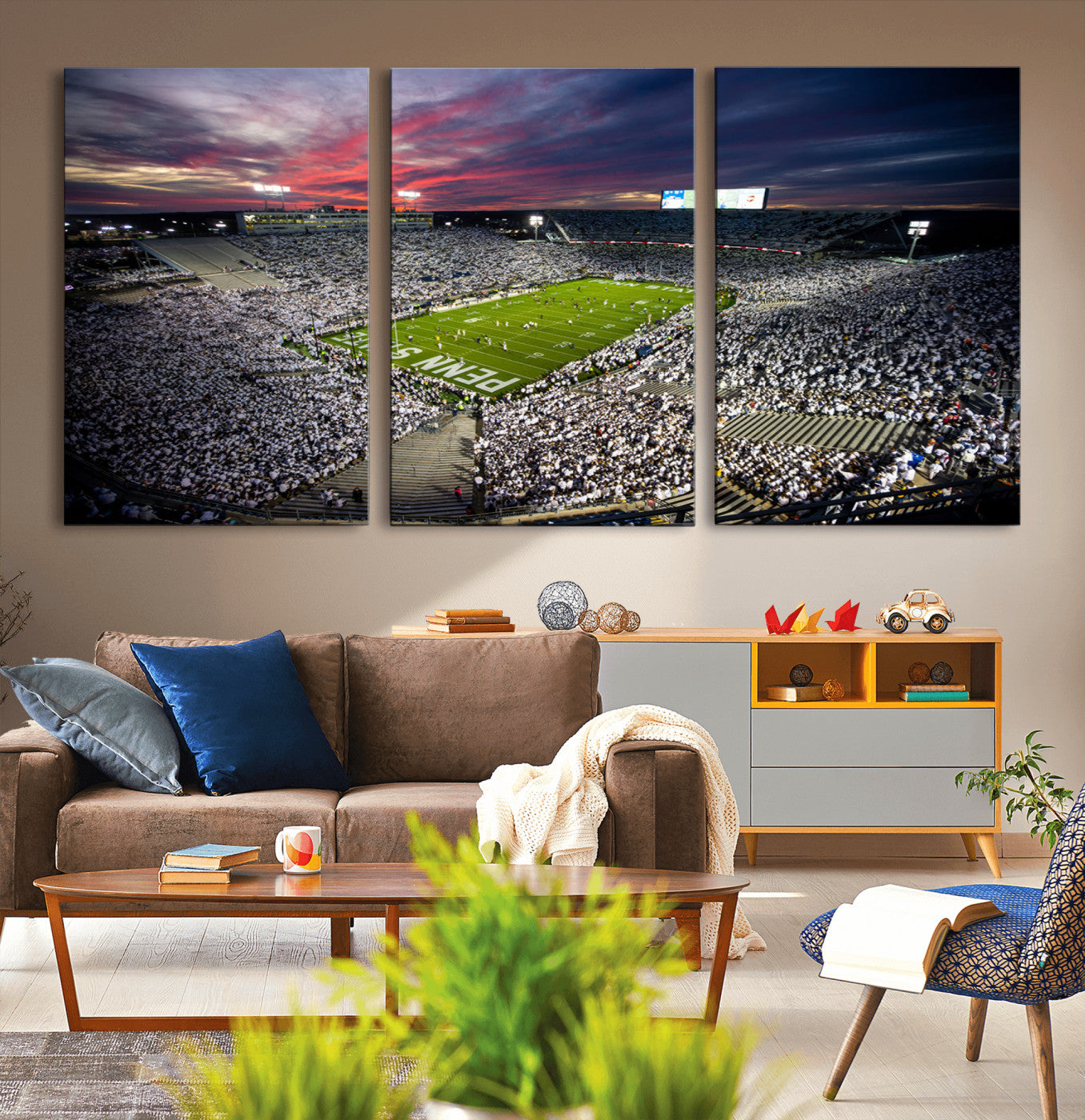 MGV-CV-60X30-3P - Penn State Nittany Lions Football Team Print - University Park Beaver Stadium Art Canvas Print