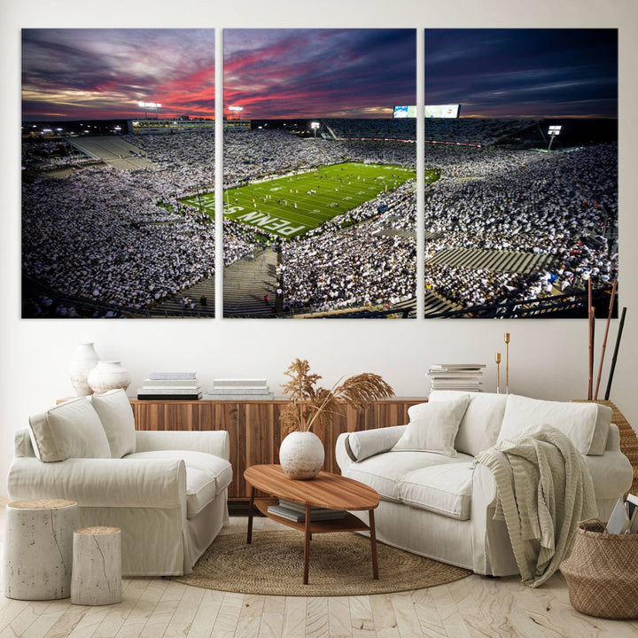 Penn State Nittany Lions Football Team Print - University Park Beaver Stadium Wall Art Canvas Print