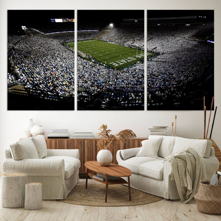 Penn State Nittany Lions Football Team Print - University Park Beaver Stadium Wall Art Canvas Print