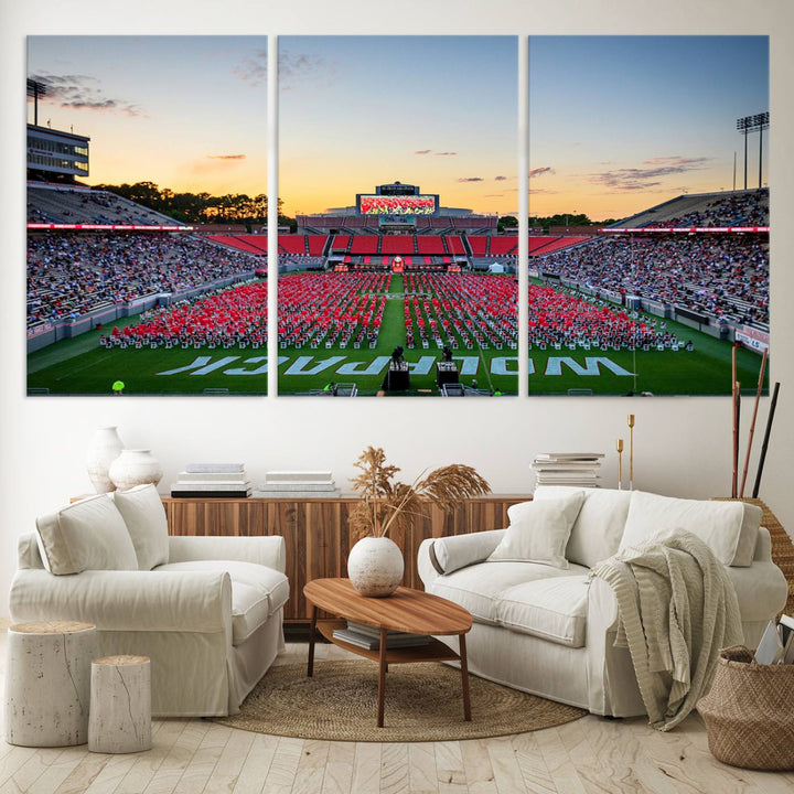 NC State Wolfpack Football Team Print - Raleigh Carter-Finley Stadium Wall Art Canvas Print