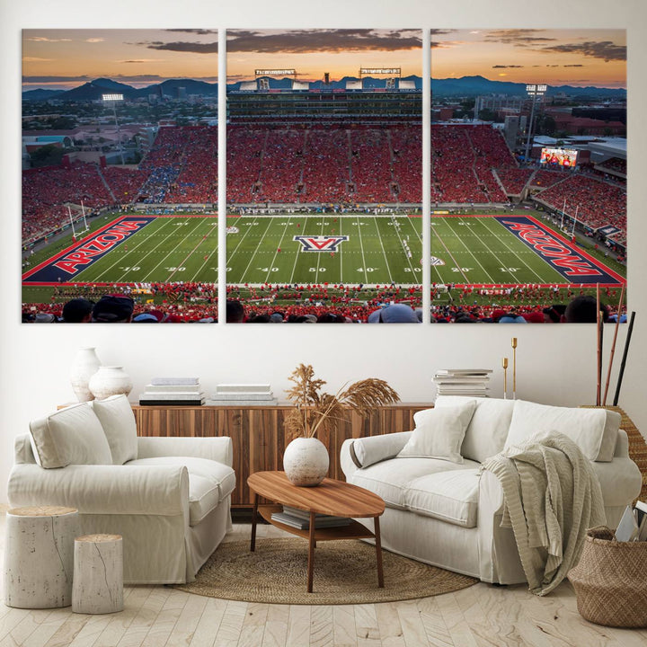 Arizona Wildcats Football Team Print - Tucson Arizona Stadium Wall Art Canvas Print