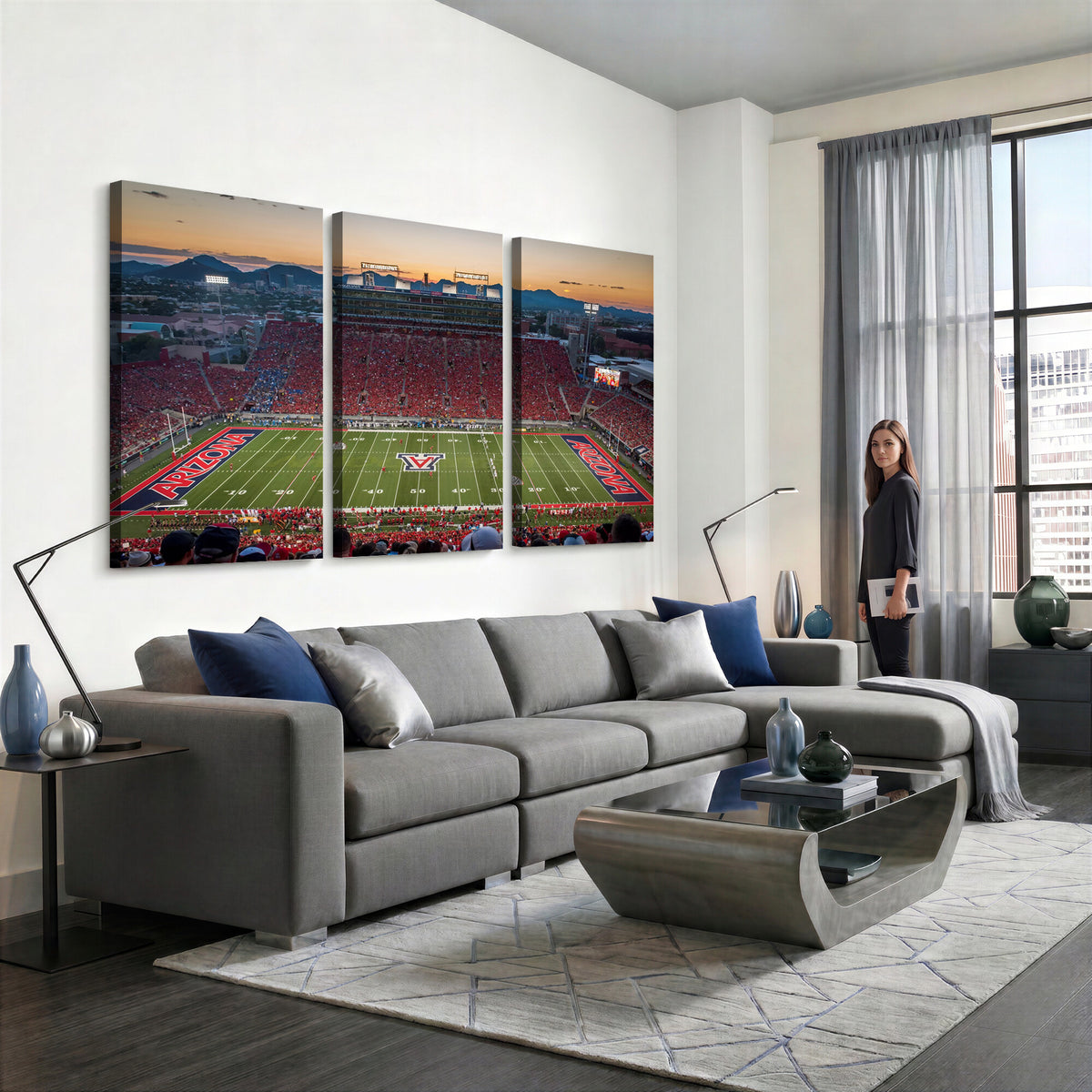 45563-MGV-CV-36X24 - Arizona Wildcats Football Team Print - Tucson Arizona Stadium Wall Art Canvas Print