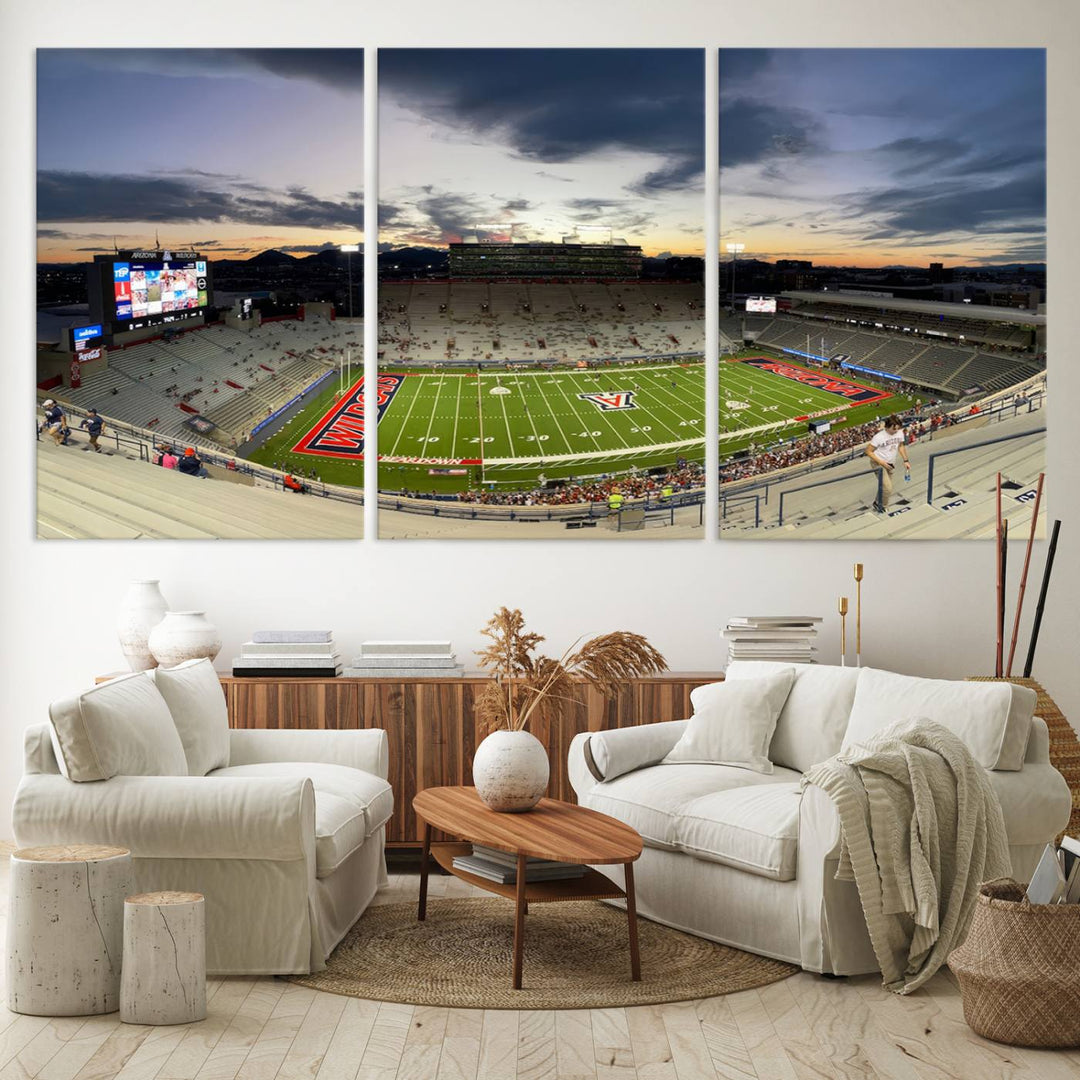 Arizona Wildcats Football Team Print - Tucson Arizona Stadium Wall Art Canvas Print