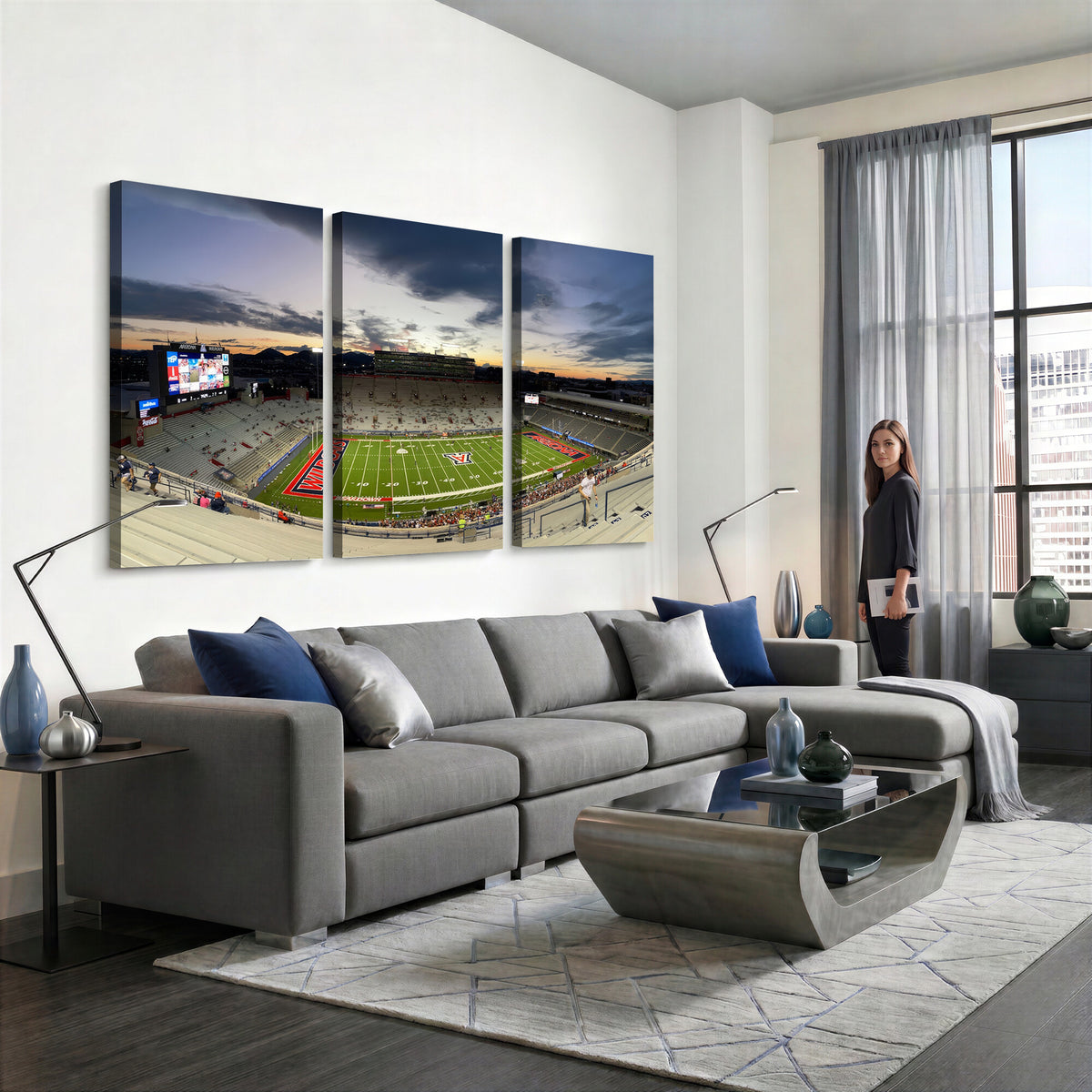 24339-MGV-CV-36X24 - Arizona Wildcats Football Team Print - Tucson Arizona Stadium Wall Art Canvas Print