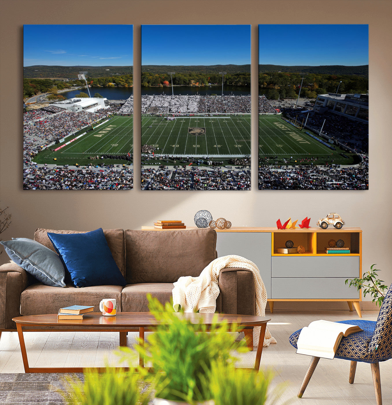 52056-MGV-CV-36X24-Army Black Knights Football Team Print - West Point Michie Stadium Wall Art Canvas Print