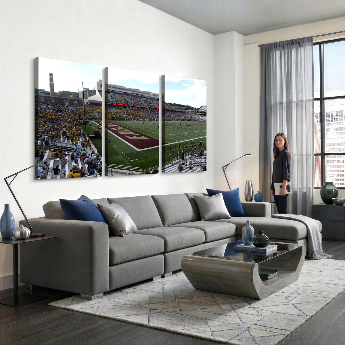 61503-MGV-CV-36X24 - Boston College Eagles Football Team Print - Boston Alumni Stadium Wall Art Canvas Print