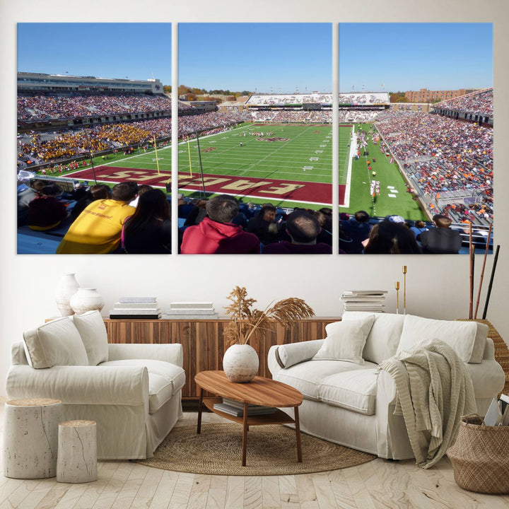 Boston College Eagles Football Team Print - Boston Alumni Stadium Wall Art Canvas Print