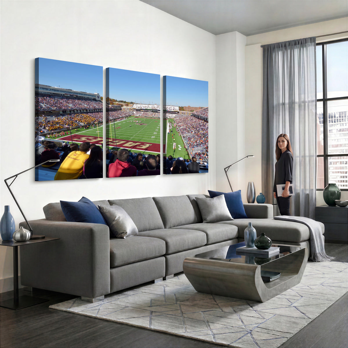 78117-MGV-CV-36X24 - Boston College Eagles Football Team Print - Boston Alumni Stadium Wall Art Canvas Print