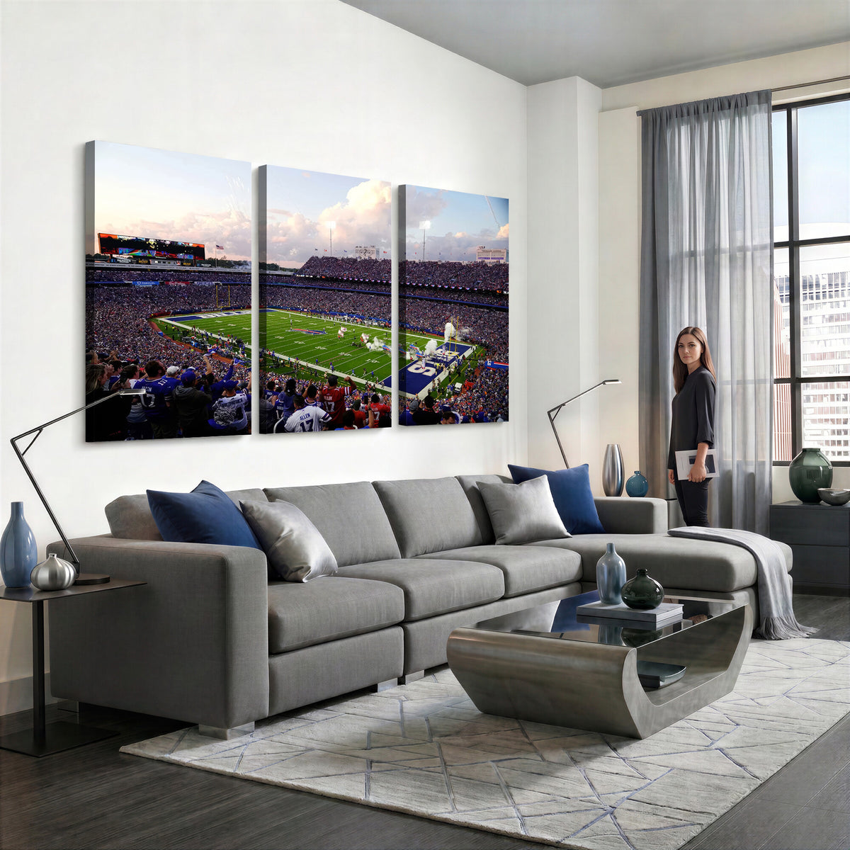 64066-MGV-CV-36X24 - Buffalo Bills Football Team Print - Buffalo Highmark Stadium Wall Art Canvas Print