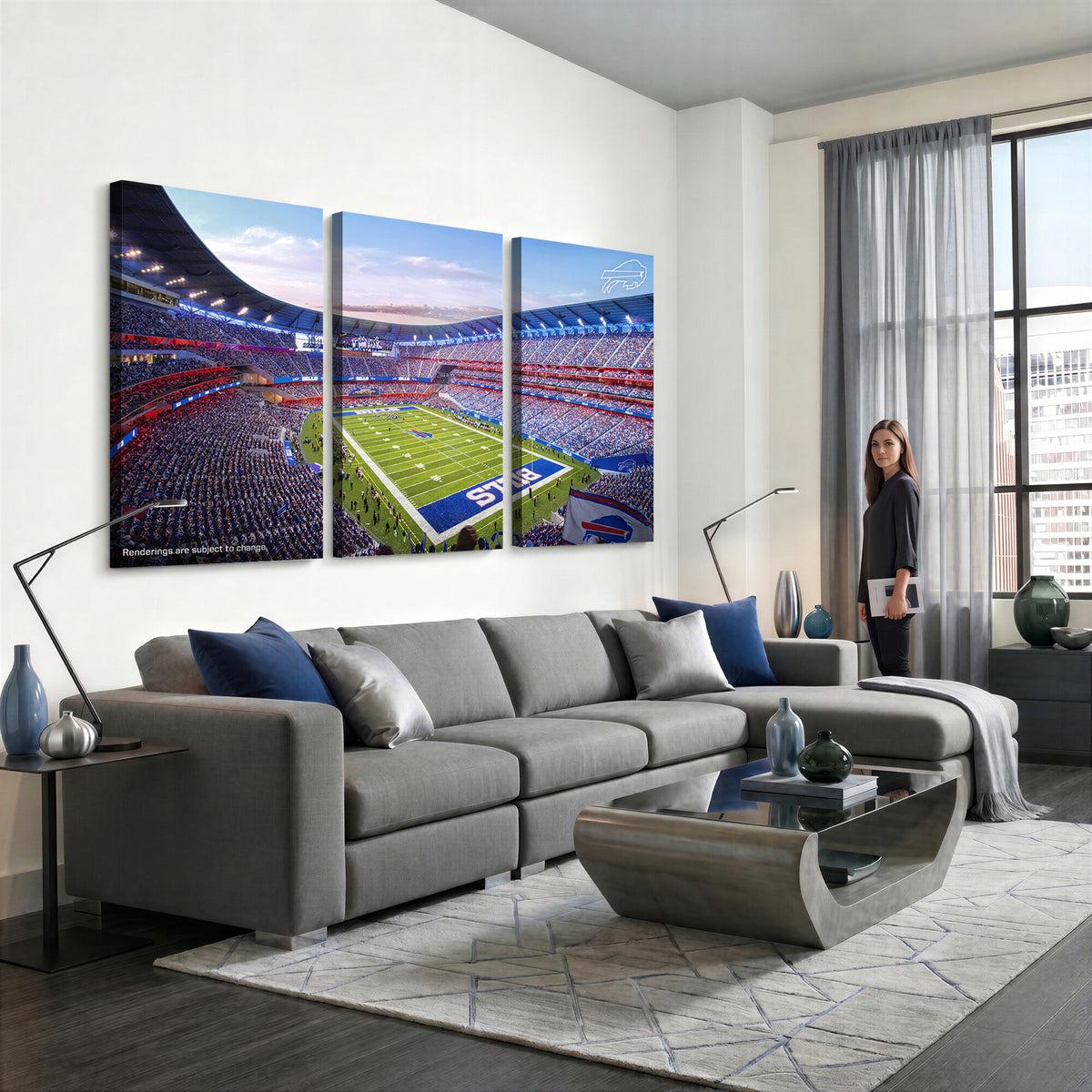 57873-MGV-CV-36X24 - Buffalo Bills Football Team Print Canvas - Buffalo Highmark Stadium Wall Art Canvas Print