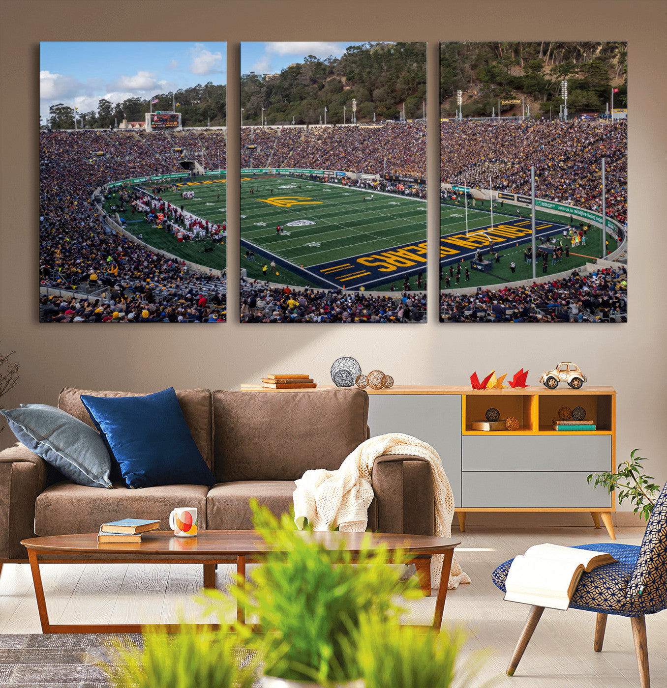 MGV-CV-60X30-3P - University of California Golden Bears Football Team Print - Berkeley California Memorial Stadium Art