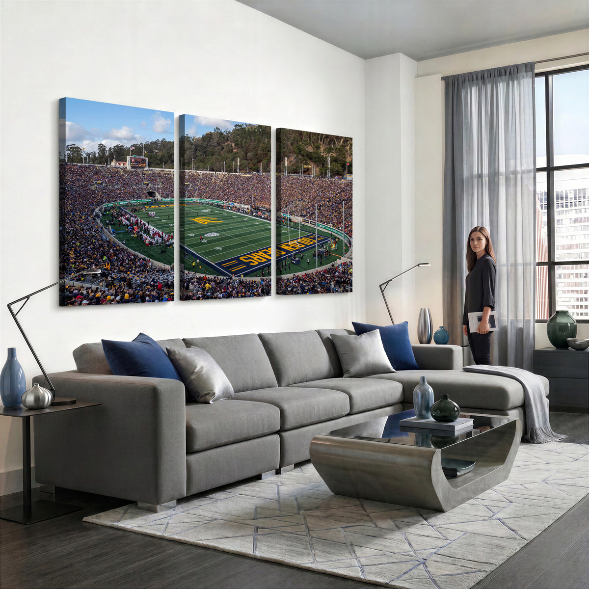38054-MGV-CV-36X24 - University of California Golden Bears Football Team Print - Berkeley California Memorial Stadium Art