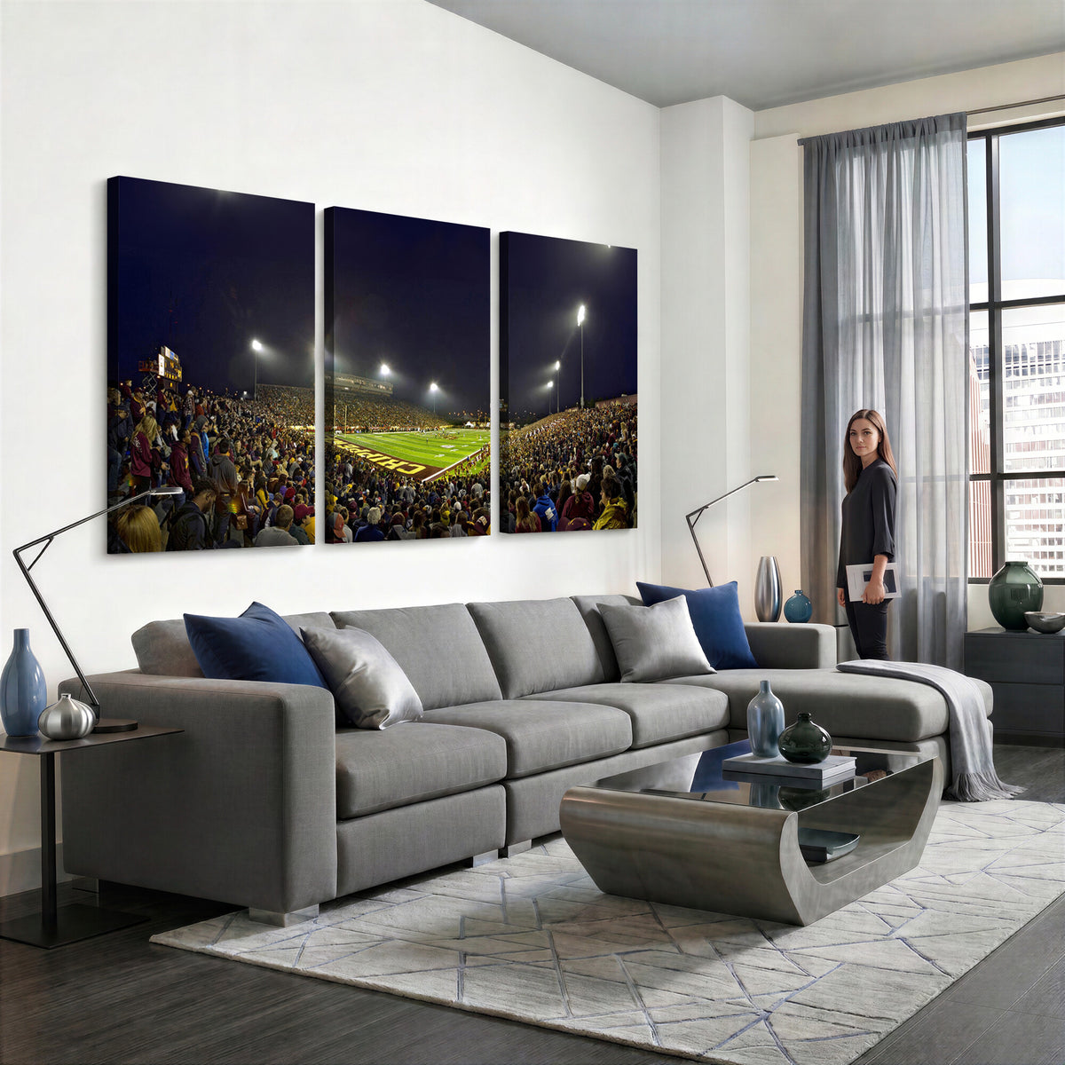 45619-MGV-CV-36X24 - Central Michigan University Chippewas Canvas Wall Art, Football Team Print - Mount Pleasant