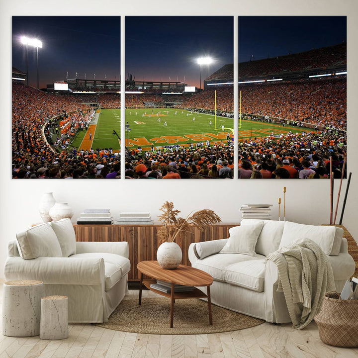 Clemson University Tigers Football Team Print - Clemson Memorial Stadium Wall Art Canvas Print