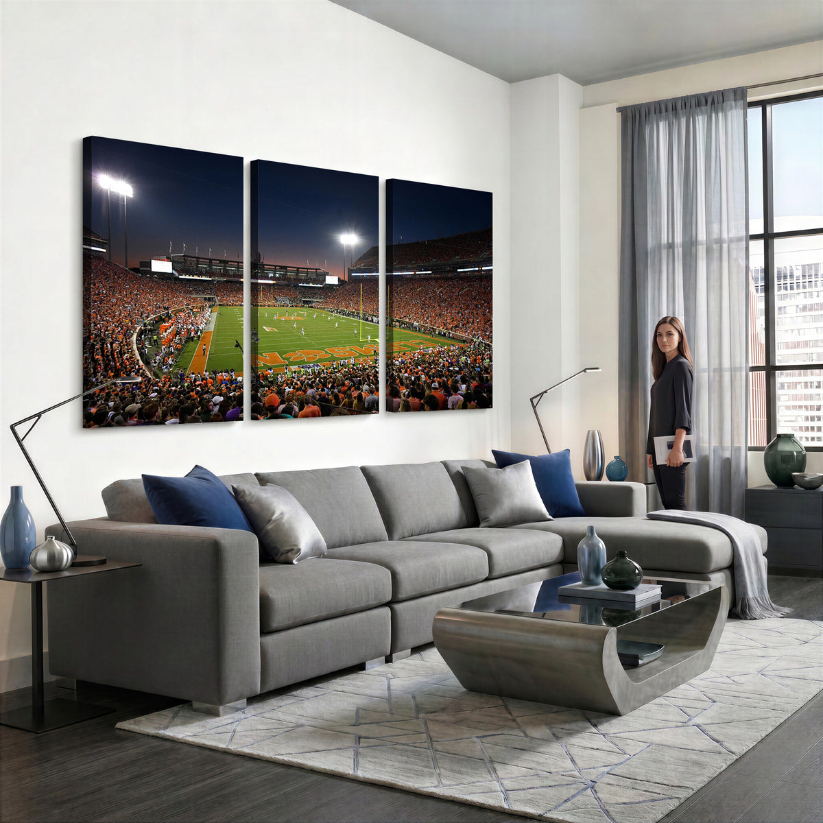 32340-MGV-CV-36X24 - Clemson University Tigers Art Print, Football Team Print
