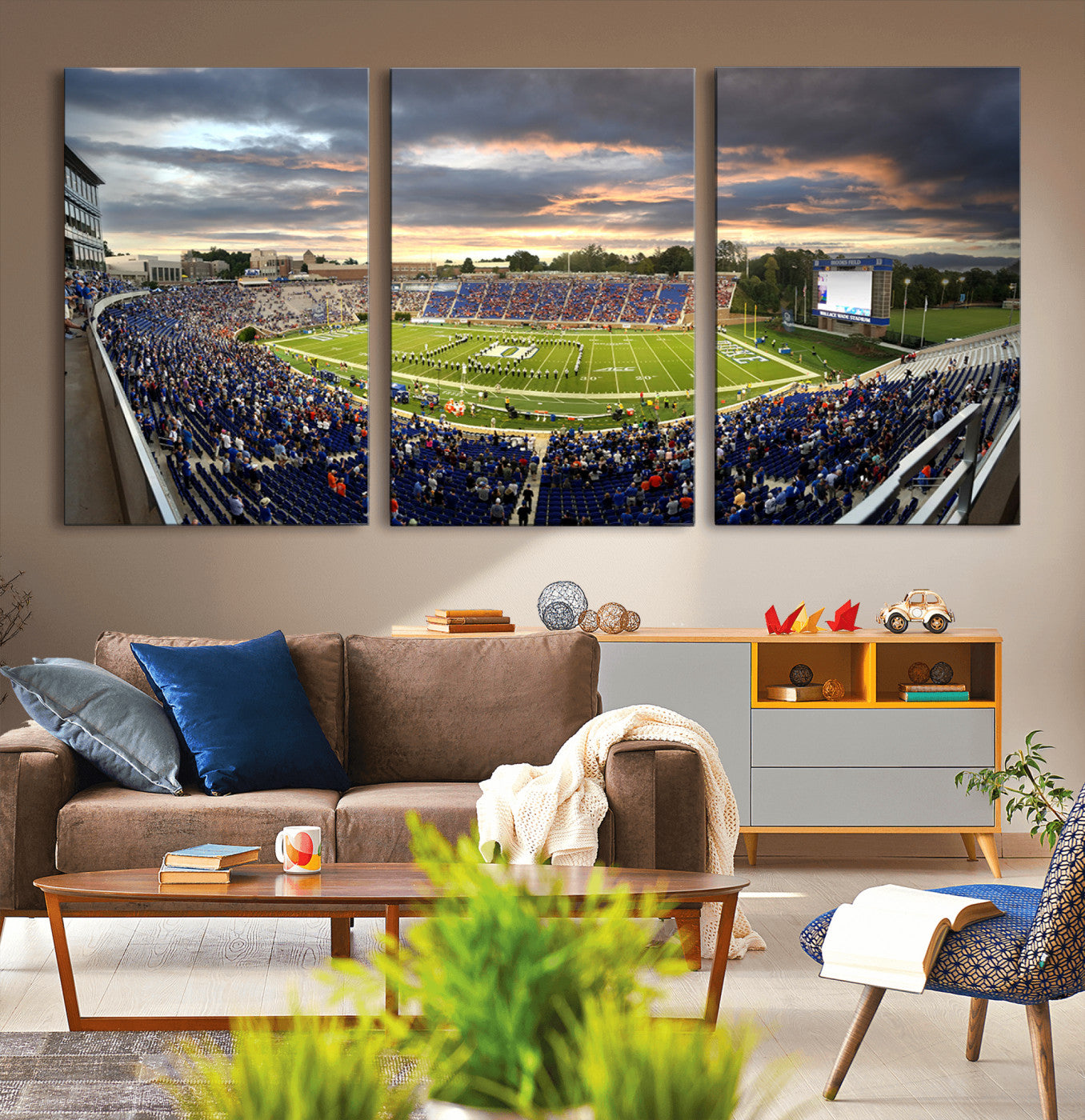 60433-MGV-CV-36X24-Duke University Blue Devils Football Team Print - Durham Wallace Wade Stadium Wall Art Canvas Print