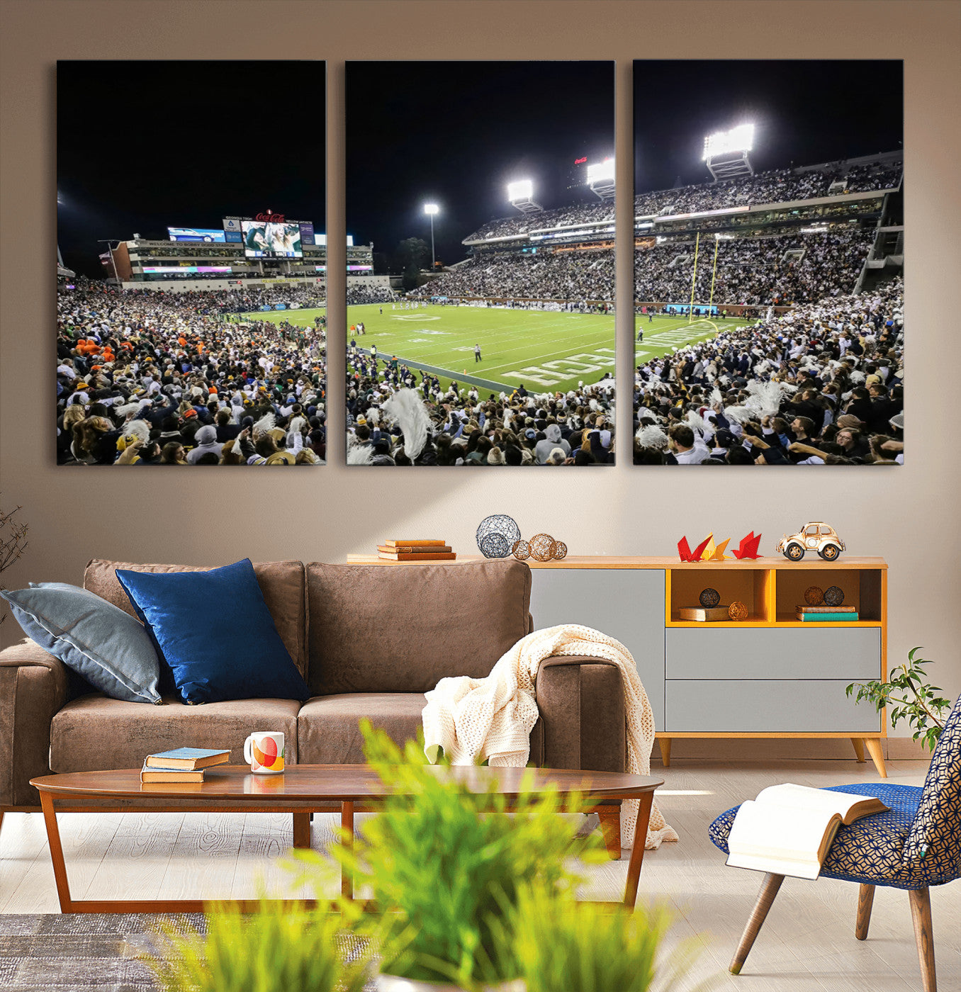 49339-MGV-CV-36X24-Georgia Tech Yellow Jackets Football Team Print - Atlanta Bobby Dodd Stadium Wall Art Canvas Print