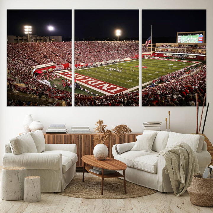 Indiana University Hoosiers Football Team Print - Bloomington Memorial Stadium Wall Art Canvas Print