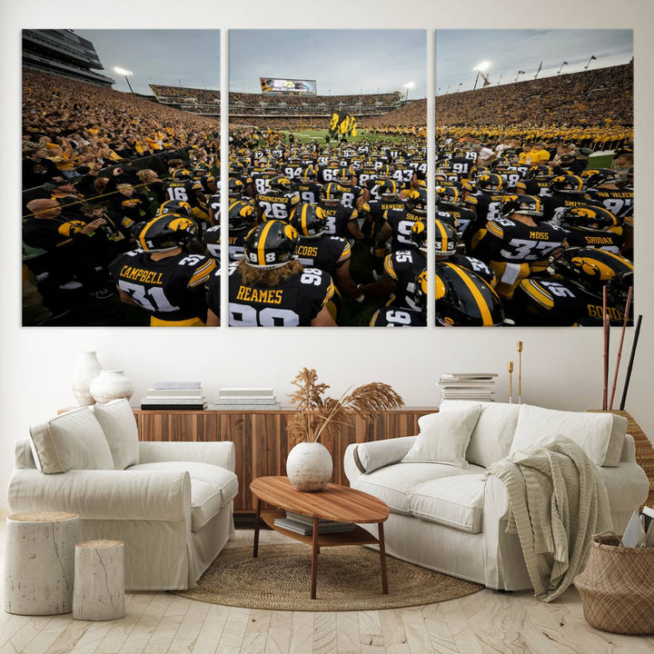 Iowa University Hawkeyes Football Team Print - Iowa City Kinnick Stadium Wall Art Canvas Print