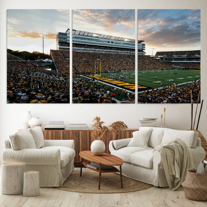 Iowa University Hawkeyes Football Team Print - Iowa City Kinnick Stadium Wall Art Canvas Print