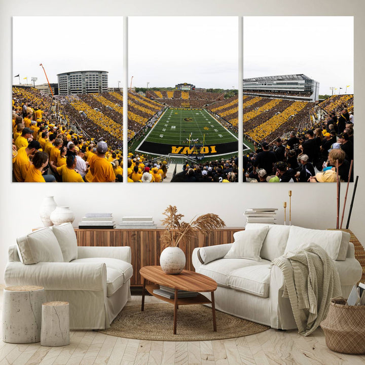 Iowa University Hawkeyes Football Team Print - Iowa City Kinnick Stadium Wall Art Canvas Print