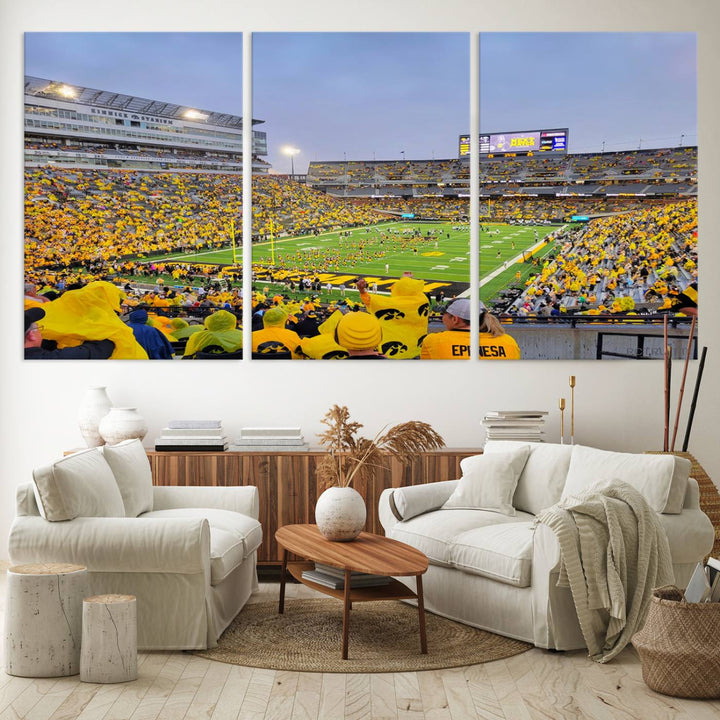 Iowa University Hawkeyes Football Team Print - Iowa City Kinnick Stadium Wall Art Canvas Print