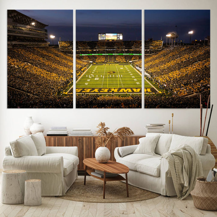 Iowa University Hawkeyes Football Team Print - Iowa City Kinnick Stadium Wall Art Canvas Print