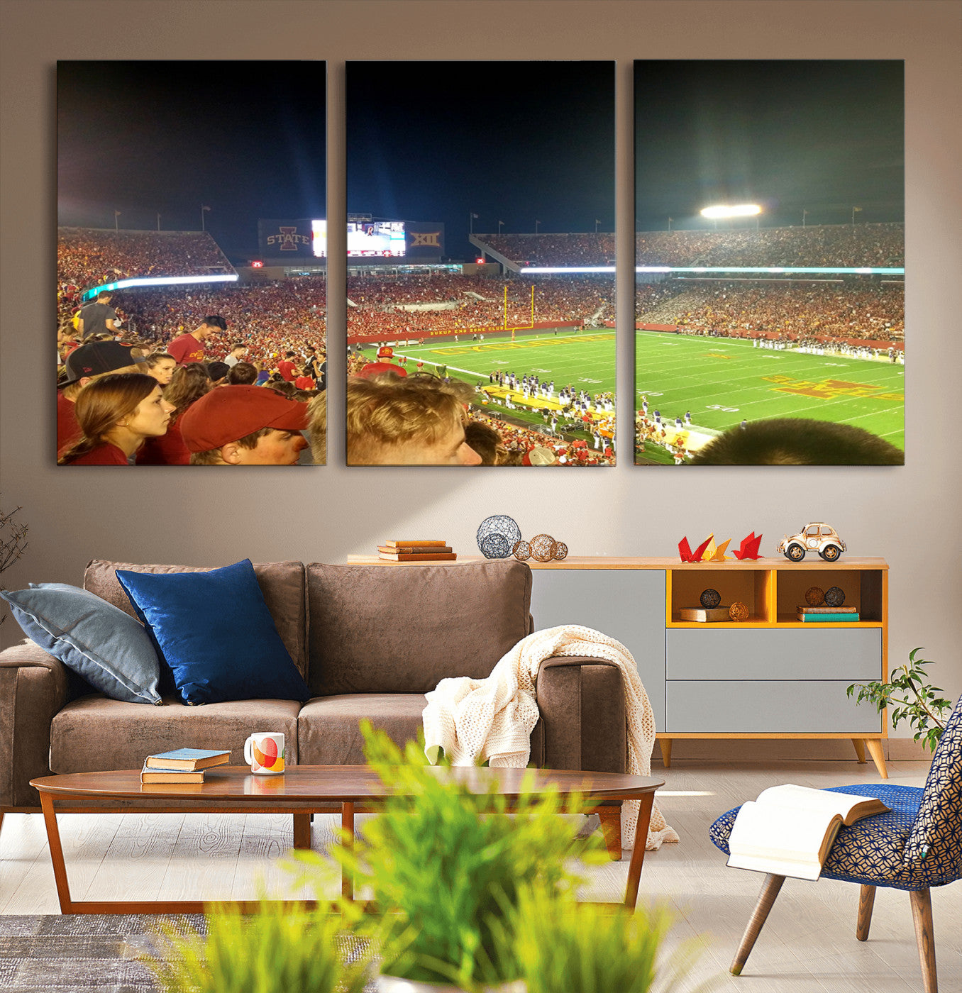 94319-MGV-CV-36X24-Iowa State University Cyclones Art Print, Football Team Print - Jack Trice Stadium Ames Wall Art
