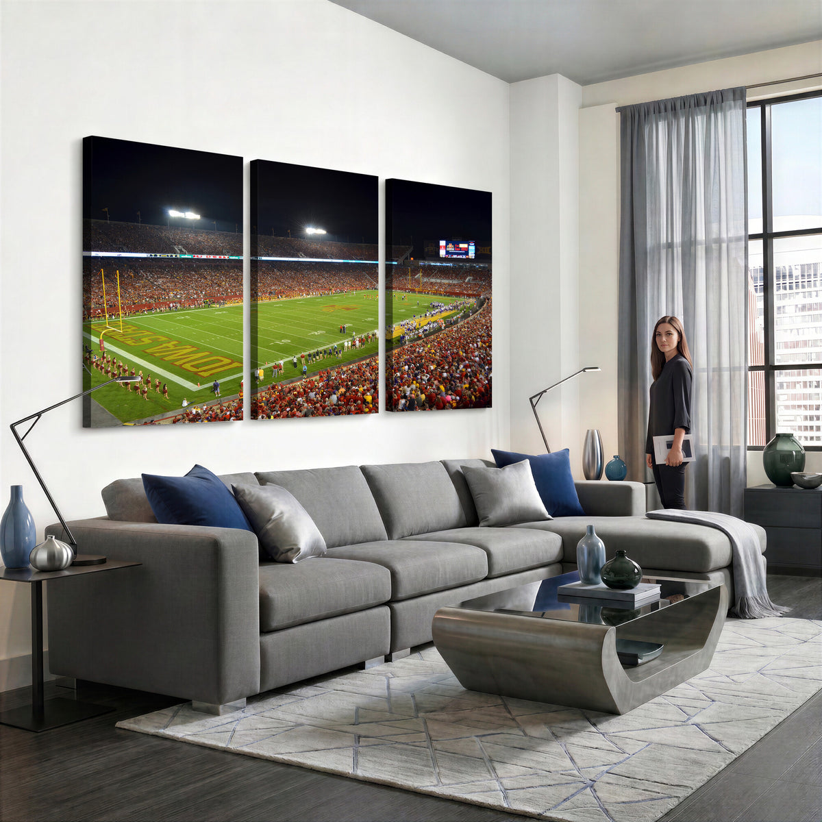 27211-MGV-CV-36X24 - Iowa State University Cyclones Football Team Print, Ames, Extra Large Game Room Wall Decor