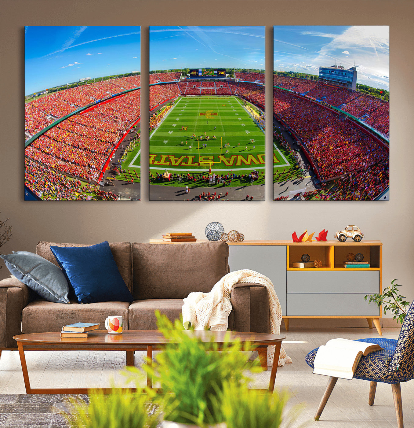 36706-MGV-CV-36X24-Iowa State University Cyclones Football Team Print - Ames Jack Trice Stadium Art Canvas Print