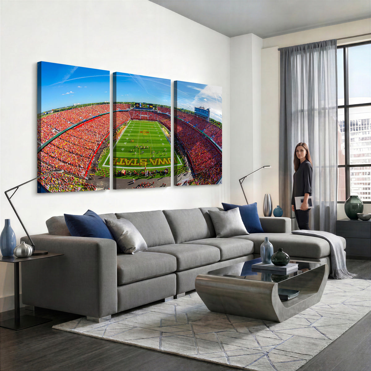 36706-PAN-FL-20X10 - Iowa State University Cyclones Football Team Print - Ames Jack Trice Stadium Art Canvas Print