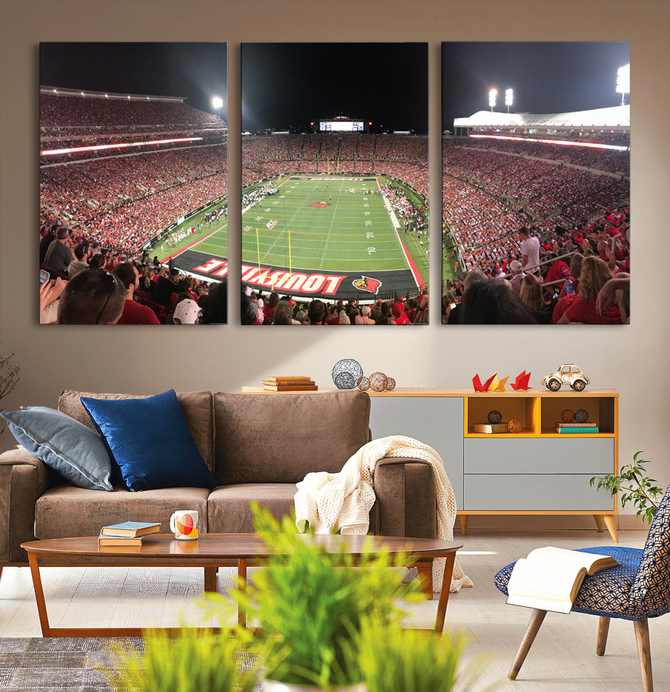 51251-MGV-CV-36X24-University of Louisville Cardinals Football Team Print - Louisville Cardinal Stadium Wall Art Canvas