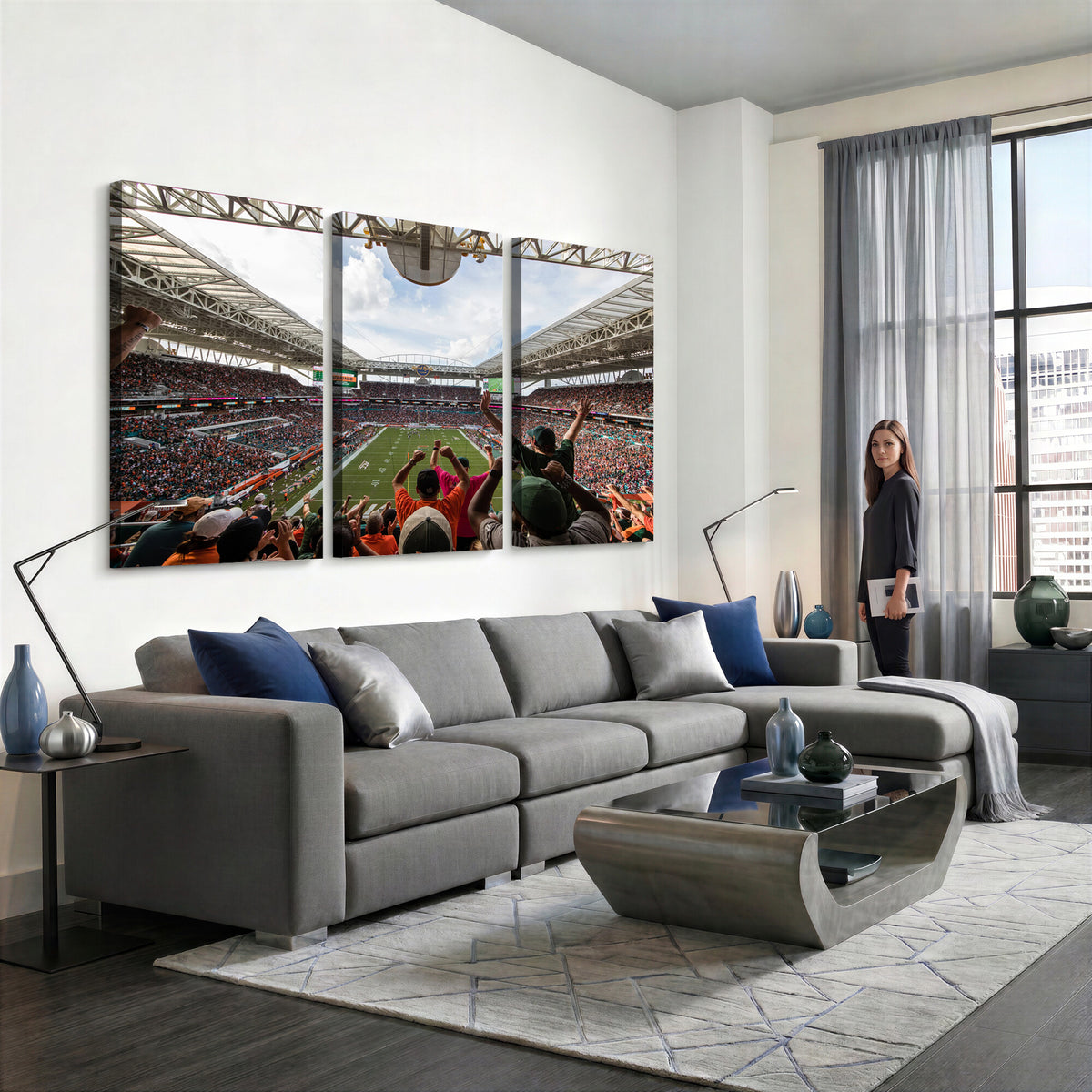 66239-PAN-FL-20X10 - Miami Hurricanes Football Team Wall Art Print - Miami Hard Rock Stadium Wall Art Canvas Print