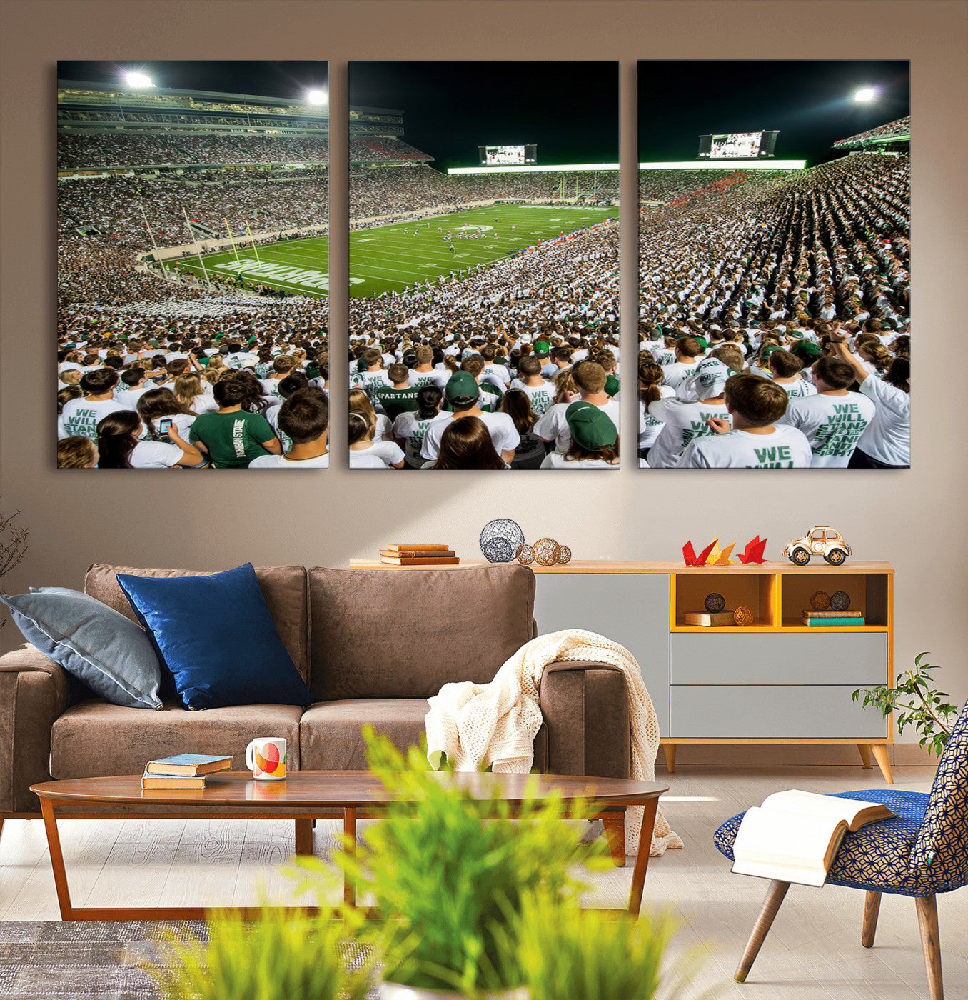 30457-MGV-CV-36X24-Michigan State Spartans Football Canvas Print - East Lansing Spartan Stadium Wall Art Canvas Print