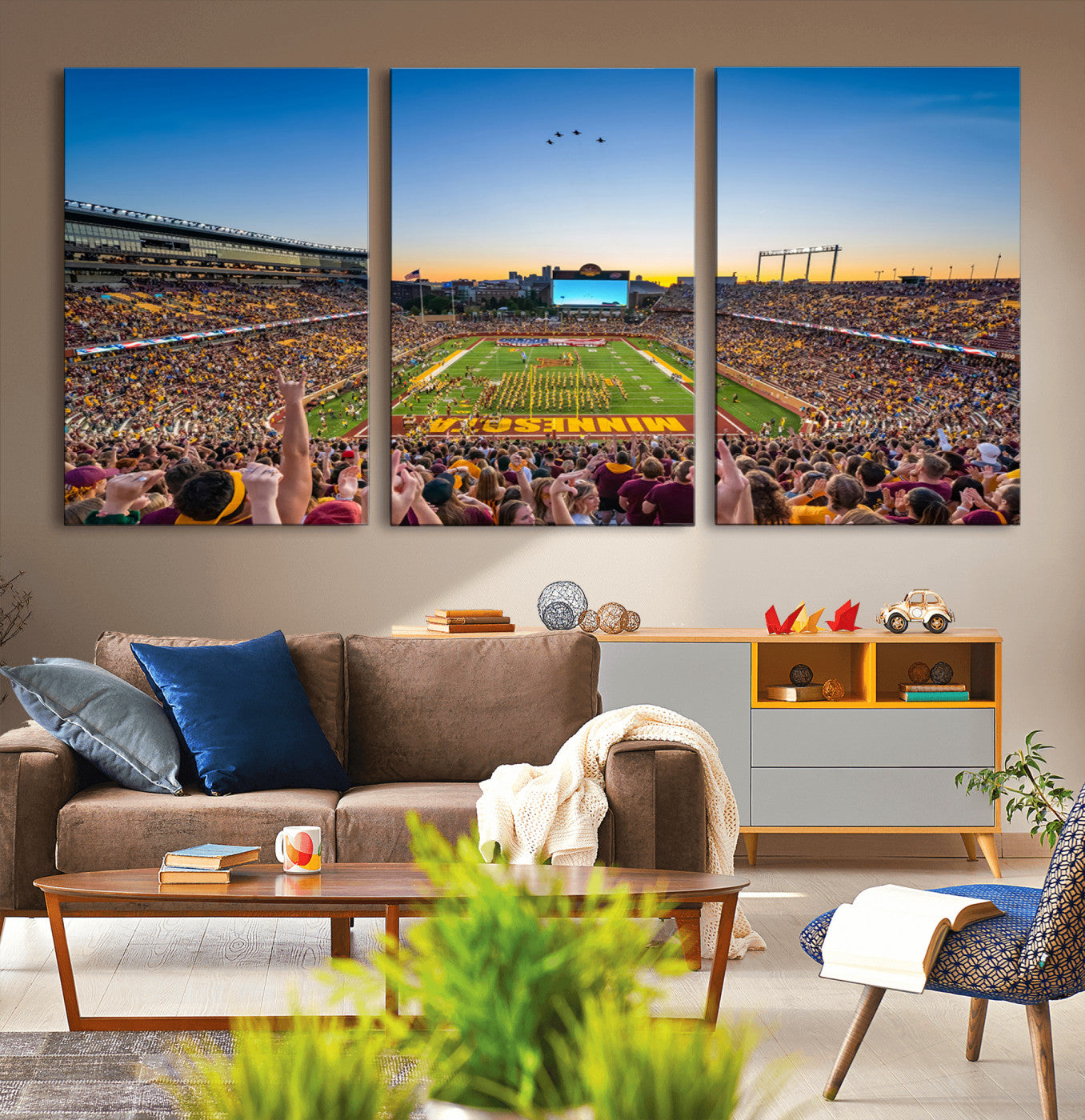 MGV-CV-60X30-3P - University of Minnesota Golden Gophers Art Print, Football Team Print - Minneapolis Huntington Bank
