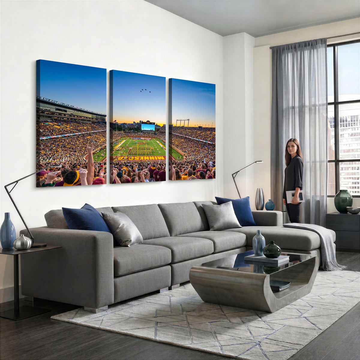 84421-MGV-CV-36X24 - University of Minnesota Golden Gophers Art Print, Football Team Print - Minneapolis Huntington Bank